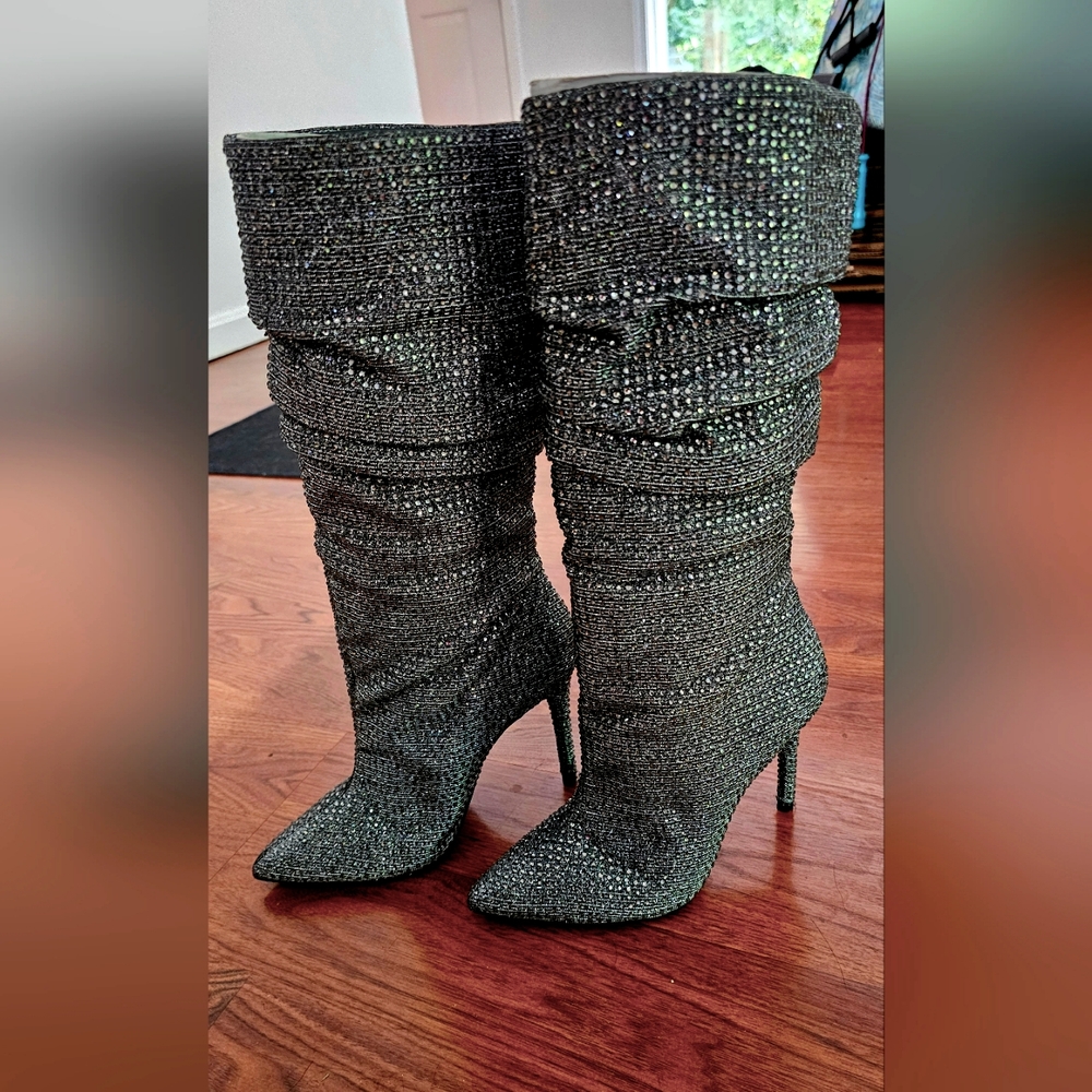 Jessica Simpson  Layzer glitter pewter tall size 7m boots